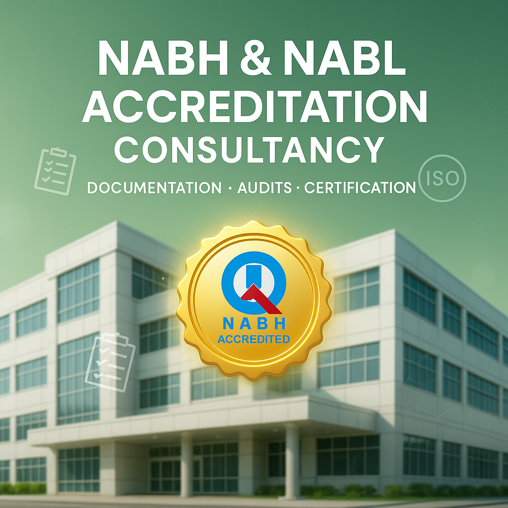 “NABH and NABL accreditation consultancy for hospitals and labs with documentation, audits, certification, and ISO compliance.”